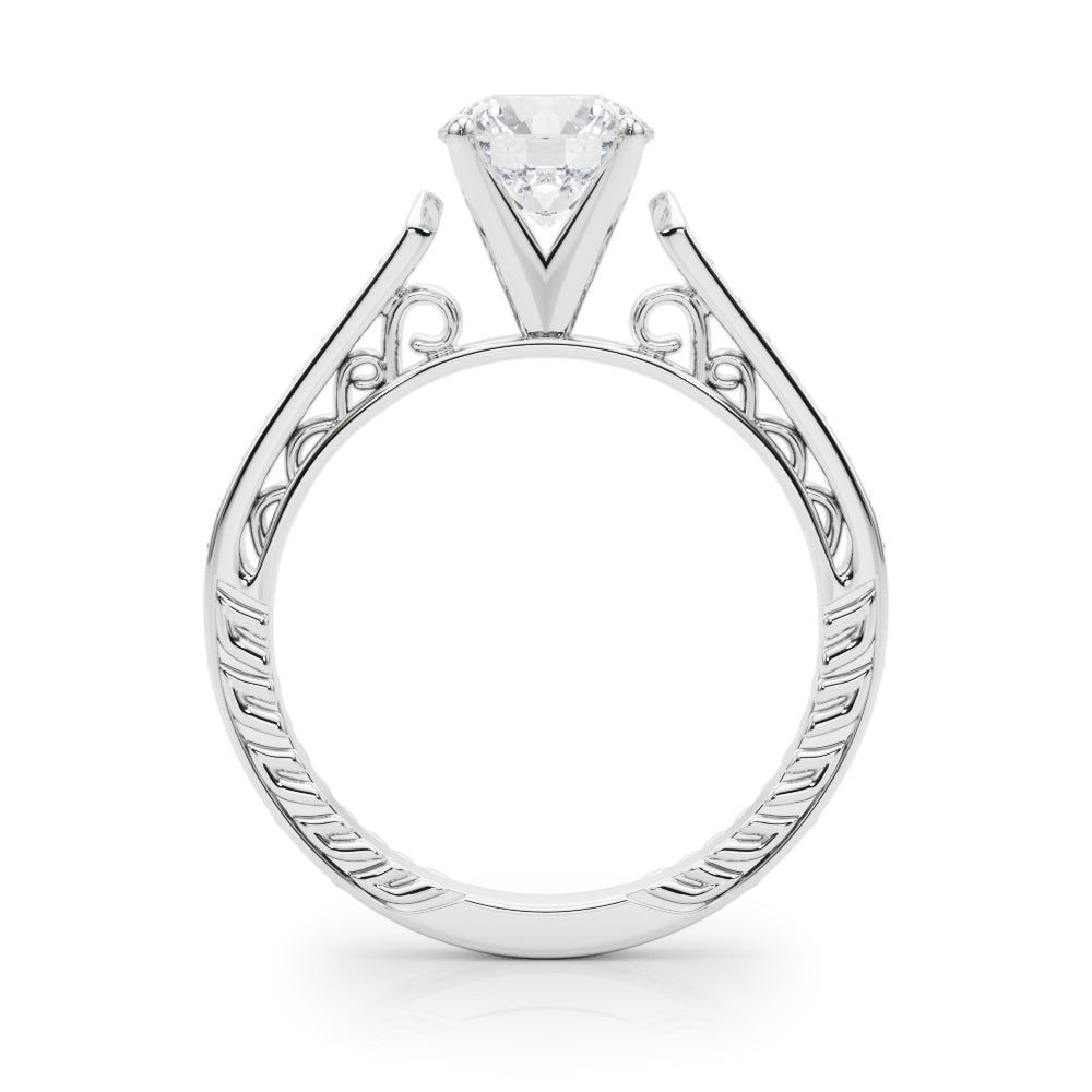 Vintage-Inspired Antique Round Diamond Engagement Ring in 10K/14K gold and platinum with certified lab-grown or natural diamonds