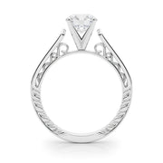 Vintage-Inspired Antique Round Diamond Engagement Ring in 10K/14K gold and platinum with certified lab-grown or natural diamonds