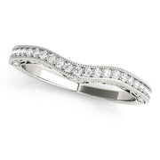 Antique Style Filigree Milgrain Curved Half Eternity Ring in Gold & Platinum