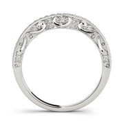 Antique Style Filigree Milgrain Curved Half Eternity Ring in Gold & Platinum