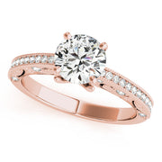 Luxe Antique Round Diamond Engagement Ring in 10K/14K gold and platinum with certified lab-grown or natural diamonds