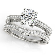 Luxe Antique Round Diamond Engagement Ring in 10K/14K gold and platinum with certified lab-grown or natural diamonds