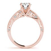 Luxe Antique Round Diamond Engagement Ring in 10K/14K gold and platinum with certified lab-grown or natural diamonds