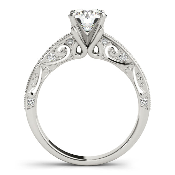Luxe Antique Round Diamond Engagement Ring in 10K/14K gold and platinum with certified lab-grown or natural diamonds