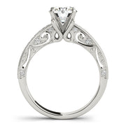 Luxe Antique Round Diamond Engagement Ring in 10K/14K gold and platinum with certified lab-grown or natural diamonds