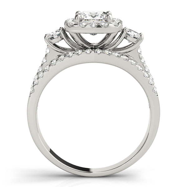 Brilliant Sidestone Cushion Diamond Engagement Ring in 10K/14K gold and platinum with certified lab-grown or natural diamonds