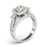 Brilliant Sidestone Cushion Diamond Engagement Ring in 10K/14K gold and platinum with certified lab-grown or natural diamonds