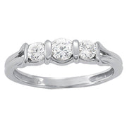 Diamond Love Knot Half Eternity Ring in 10K/14K gold and platinum with certified lab-grown or natural diamonds
