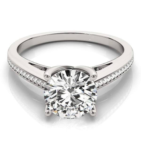 Exquisite Channel-Set Round Diamond Engagement Ring in 10K/14K gold and platinum with certified lab-grown or natural diamonds