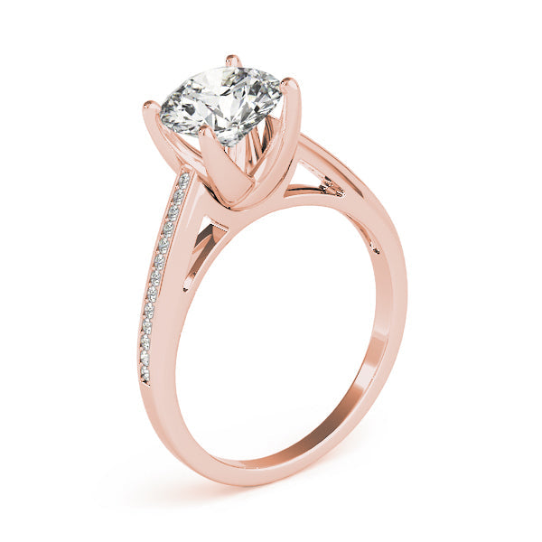 Exquisite Channel-Set Round Diamond Engagement Ring in 10K/14K gold and platinum with certified lab-grown or natural diamonds