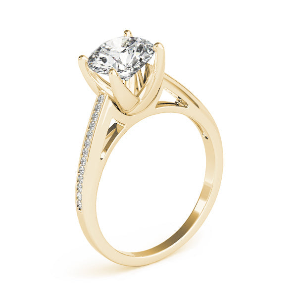 Exquisite Channel-Set Round Diamond Engagement Ring in 10K/14K gold and platinum with certified lab-grown or natural diamonds
