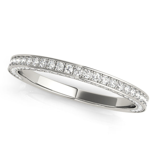 Multirow Prong in Channel Half Eternity Ring in Gold & Platinum