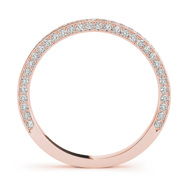 Multirow Prong in Channel Half Eternity Ring in Gold & Platinum