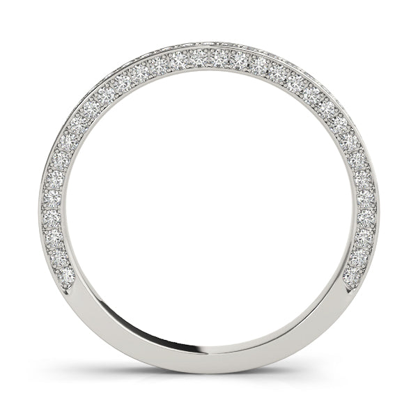 Multirow Prong in Channel Half Eternity Ring in Gold & Platinum