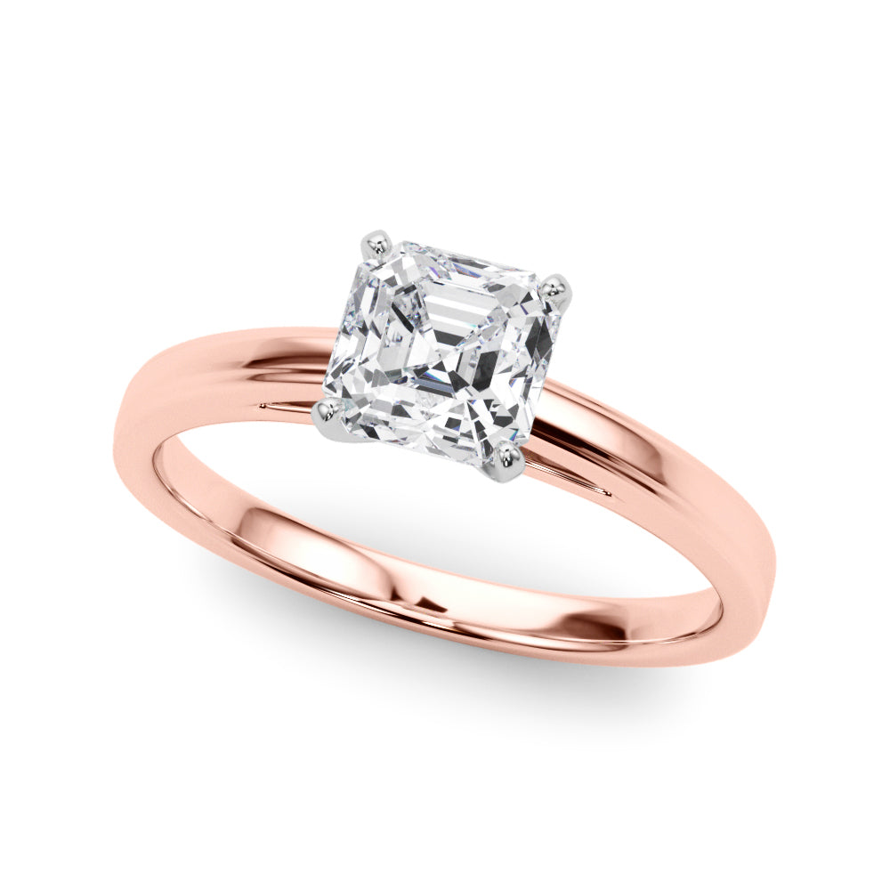 Radiant Solitaires Any Shape Round Diamond Engagement Ring in 10K/14K gold and platinum with certified lab-grown or natural diamonds