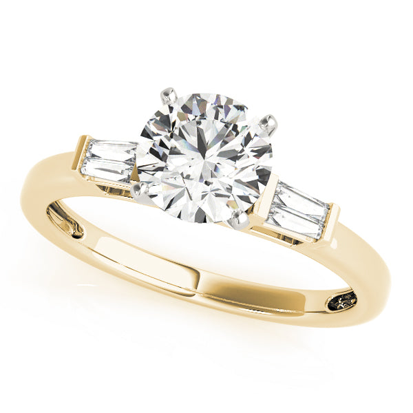 Majestic Fancy Shape Baguette Remounts Round Diamond Engagement Ring in 10K/14K gold and platinum with certified lab-grown or natural diamonds