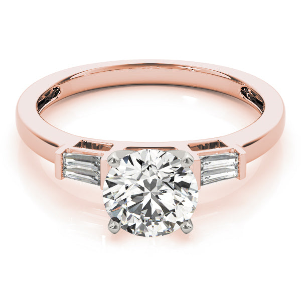 Majestic Fancy Shape Baguette Remounts Round Diamond Engagement Ring in 10K/14K gold and platinum with certified lab-grown or natural diamonds