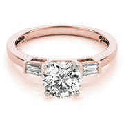 Majestic Fancy Shape Baguette Remounts Round Diamond Engagement Ring in 10K/14K gold and platinum with certified lab-grown or natural diamonds