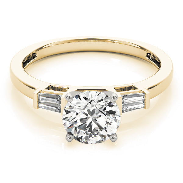 Majestic Fancy Shape Baguette Remounts Round Diamond Engagement Ring in 10K/14K gold and platinum with certified lab-grown or natural diamonds