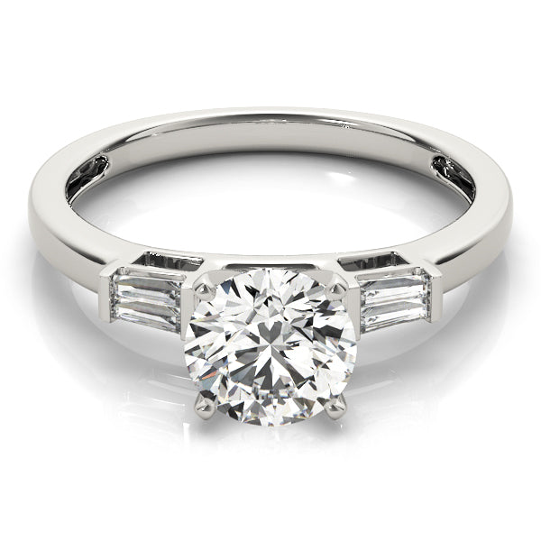 Majestic Fancy Shape Baguette Remounts Round Diamond Engagement Ring in 10K/14K gold and platinum with certified lab-grown or natural diamonds
