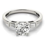 Majestic Fancy Shape Baguette Remounts Round Diamond Engagement Ring in 10K/14K gold and platinum with certified lab-grown or natural diamonds