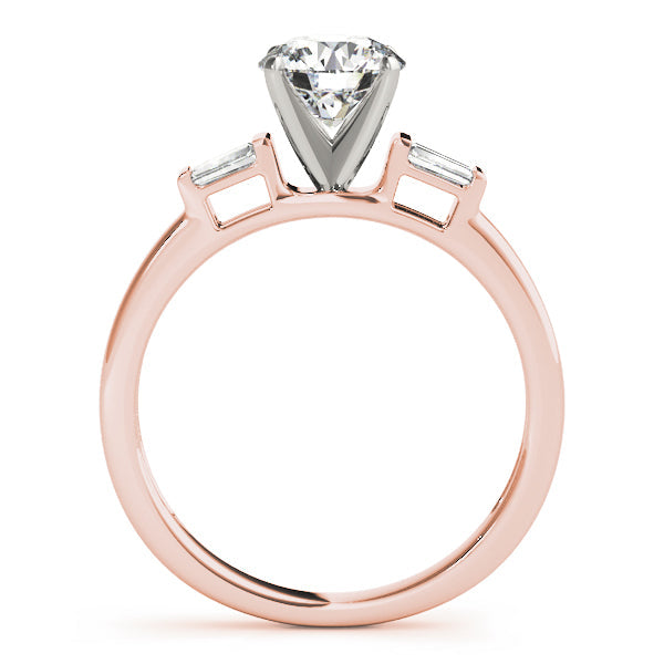 Majestic Fancy Shape Baguette Remounts Round Diamond Engagement Ring in 10K/14K gold and platinum with certified lab-grown or natural diamonds