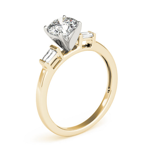 Majestic Fancy Shape Baguette Remounts Round Diamond Engagement Ring in 10K/14K gold and platinum with certified lab-grown or natural diamonds
