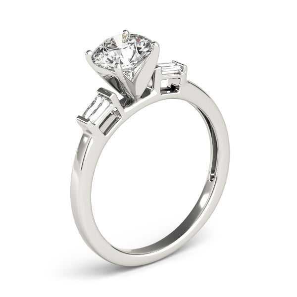 Majestic Fancy Shape Baguette Remounts Round Diamond Engagement Ring in 10K/14K gold and platinum with certified lab-grown or natural diamonds