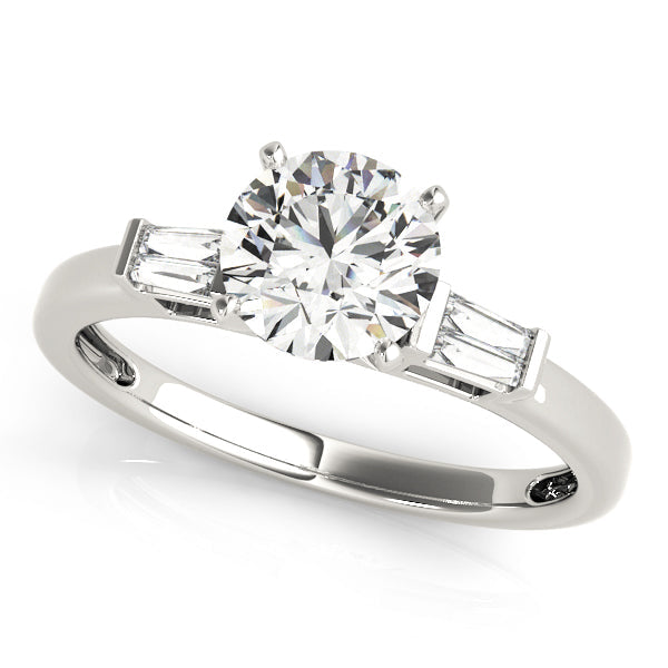 Majestic Fancy Shape Baguette Remounts Round Diamond Engagement Ring in 10K/14K gold and platinum with certified lab-grown or natural diamonds