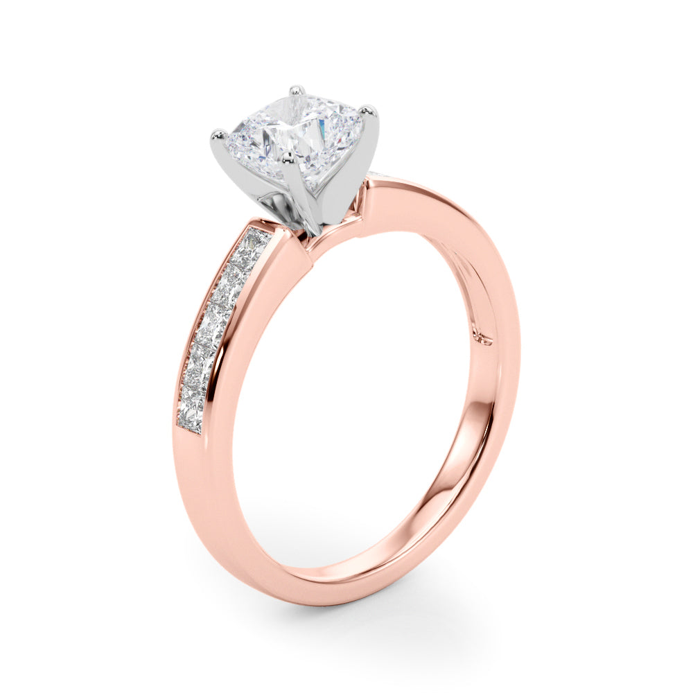Lustrous Fancy Shape Remounts Princess Diamond Engagement Ring in 10K/14K gold and platinum with certified lab-grown or natural diamonds