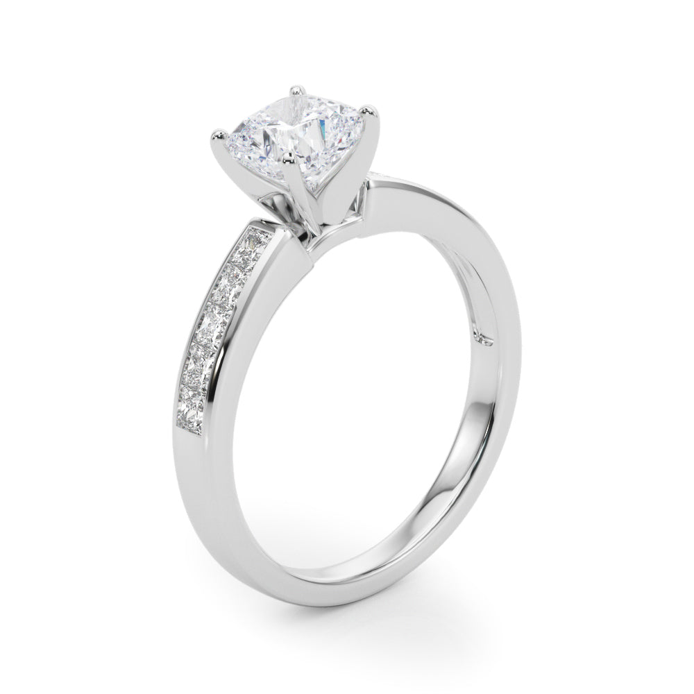 Lustrous Fancy Shape Remounts Princess Diamond Engagement Ring in 10K/14K gold and platinum with certified lab-grown or natural diamonds
