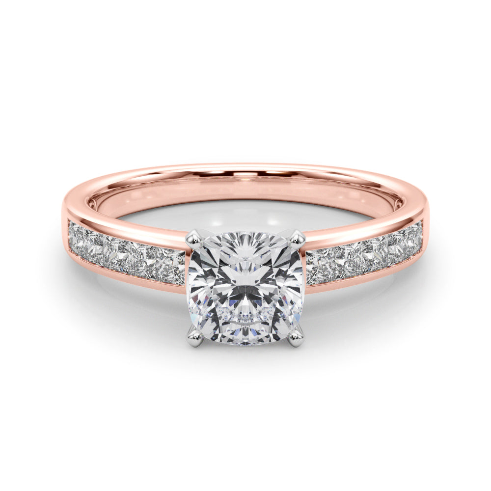 Lustrous Fancy Shape Remounts Princess Diamond Engagement Ring in 10K/14K gold and platinum with certified lab-grown or natural diamonds