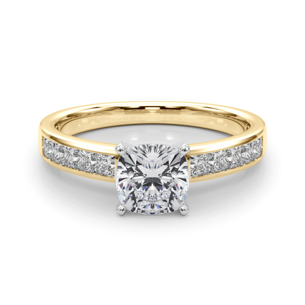 Lustrous Fancy Shape Remounts Princess Diamond Engagement Ring in 10K/14K gold and platinum with certified lab-grown or natural diamonds