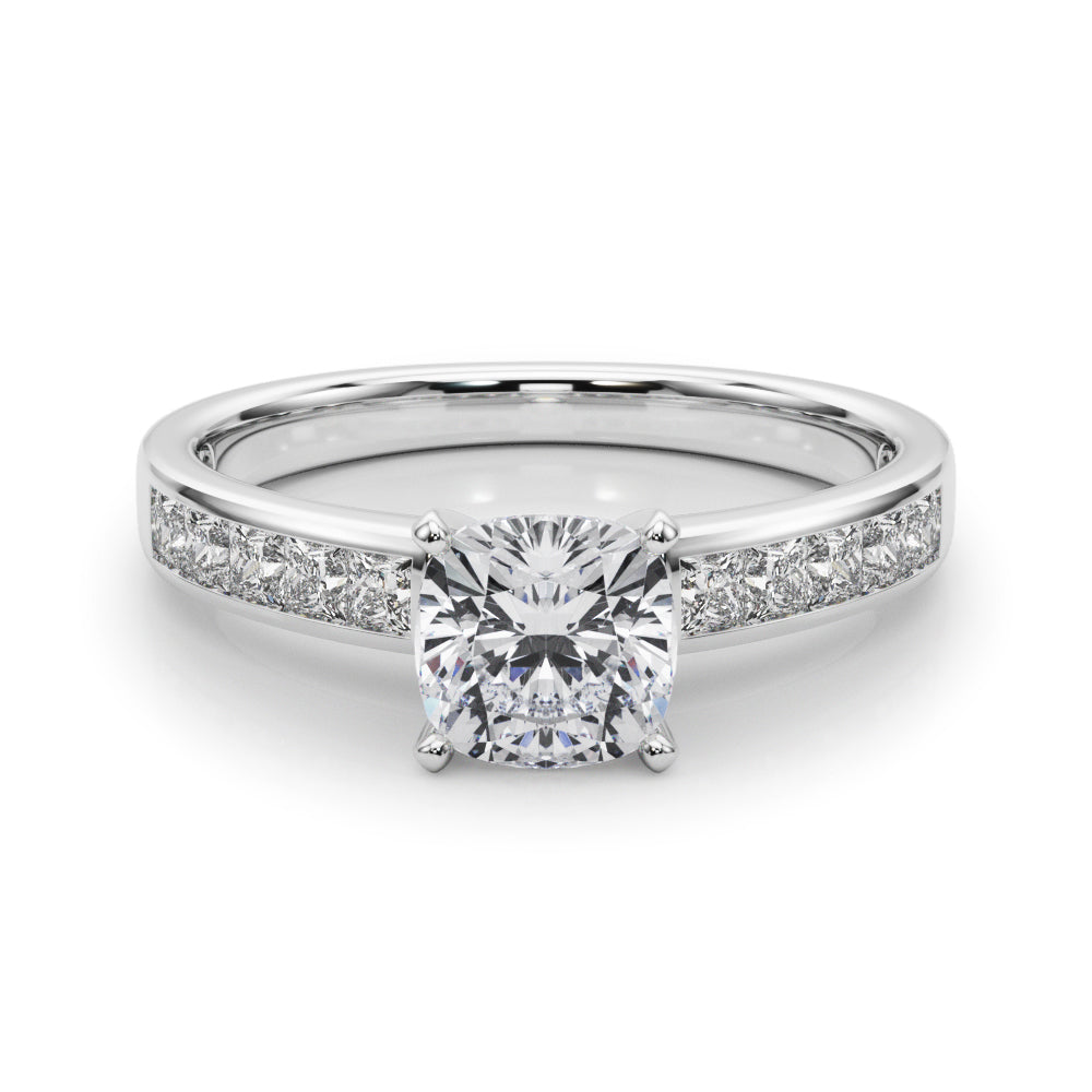 Lustrous Fancy Shape Remounts Princess Diamond Engagement Ring in 10K/14K gold and platinum with certified lab-grown or natural diamonds