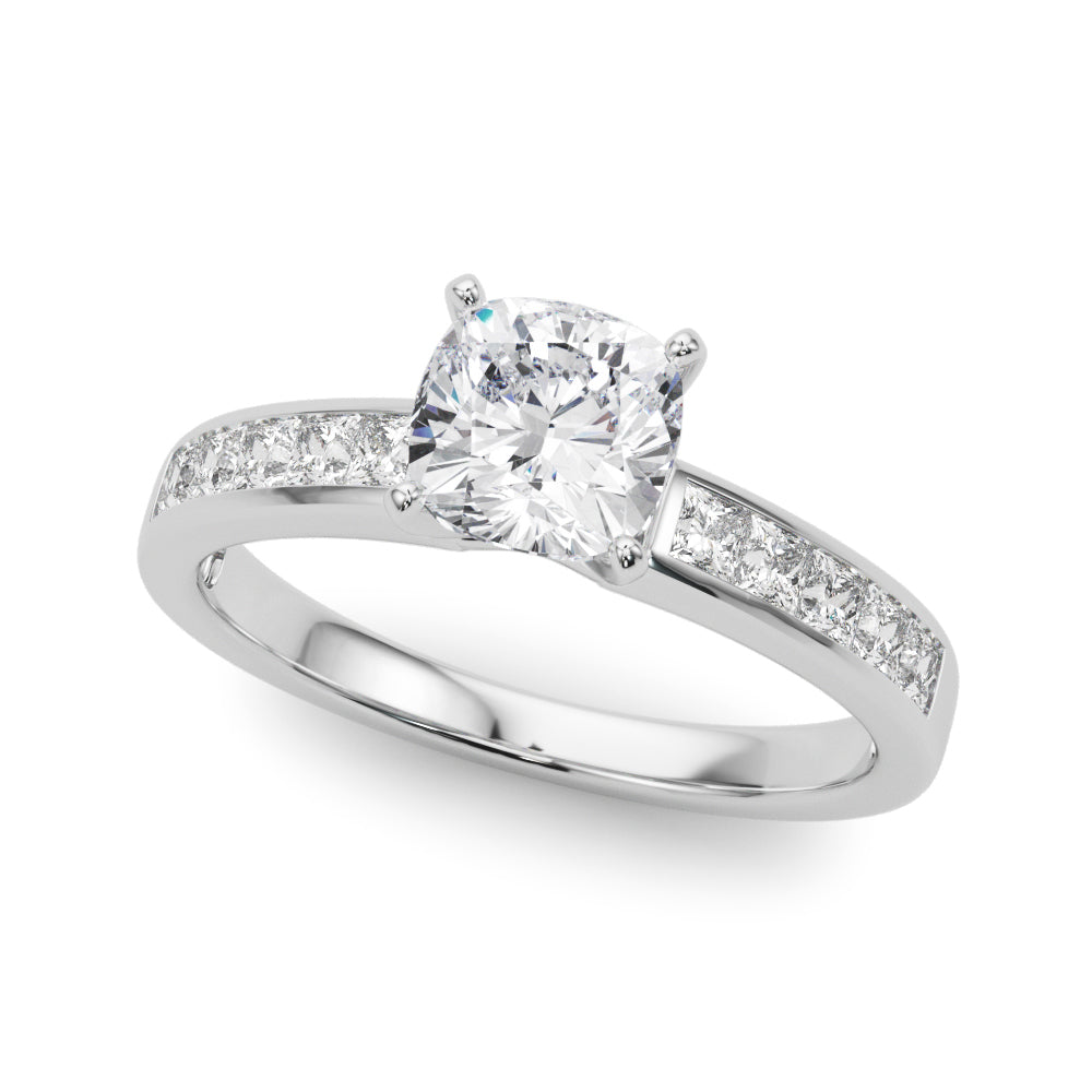 Lustrous Fancy Shape Remounts Princess Diamond Engagement Ring in 10K/14K gold and platinum with certified lab-grown or natural diamonds