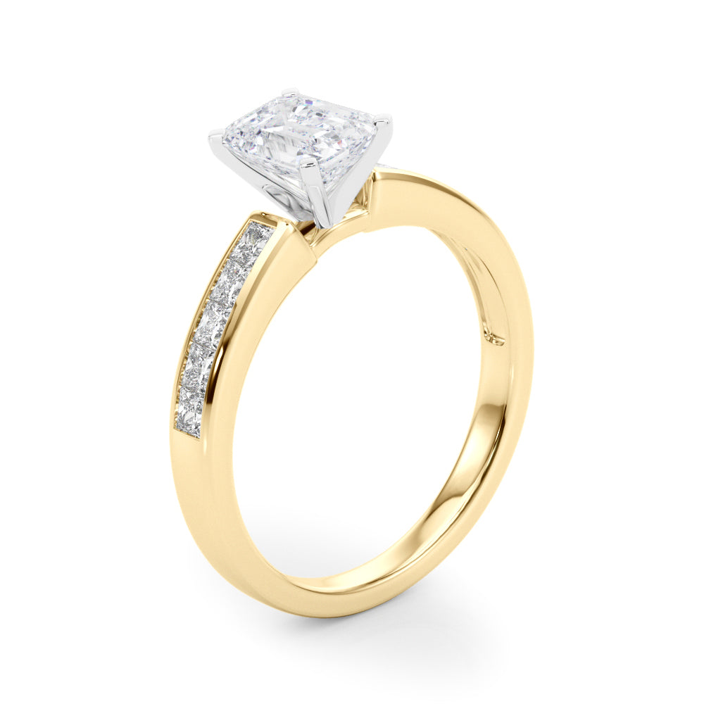 Lustrous Fancy Shape Remounts Princess Diamond Engagement Ring in 10K/14K gold and platinum with certified lab-grown or natural diamonds