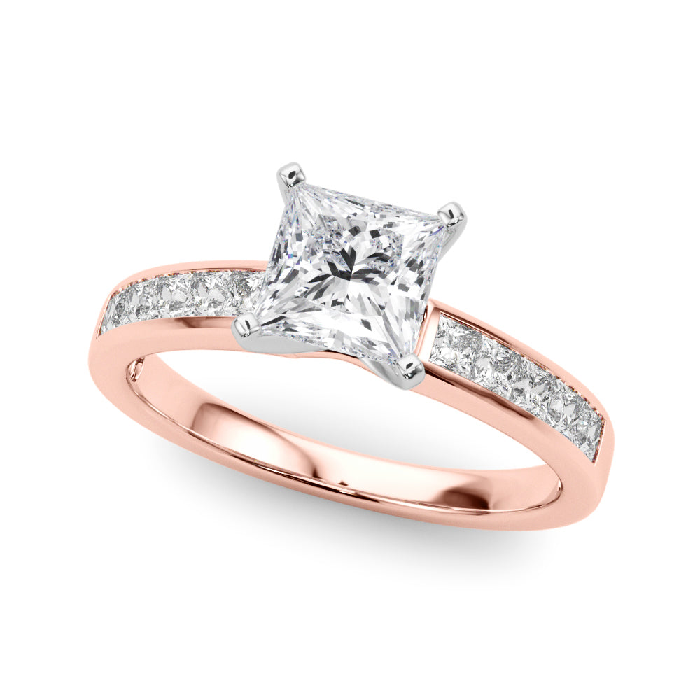 Lustrous Fancy Shape Remounts Princess Diamond Engagement Ring in 10K/14K gold and platinum with certified lab-grown or natural diamonds