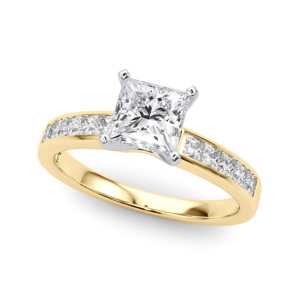 Lustrous Fancy Shape Remounts Princess Diamond Engagement Ring in 10K/14K gold and platinum with certified lab-grown or natural diamonds