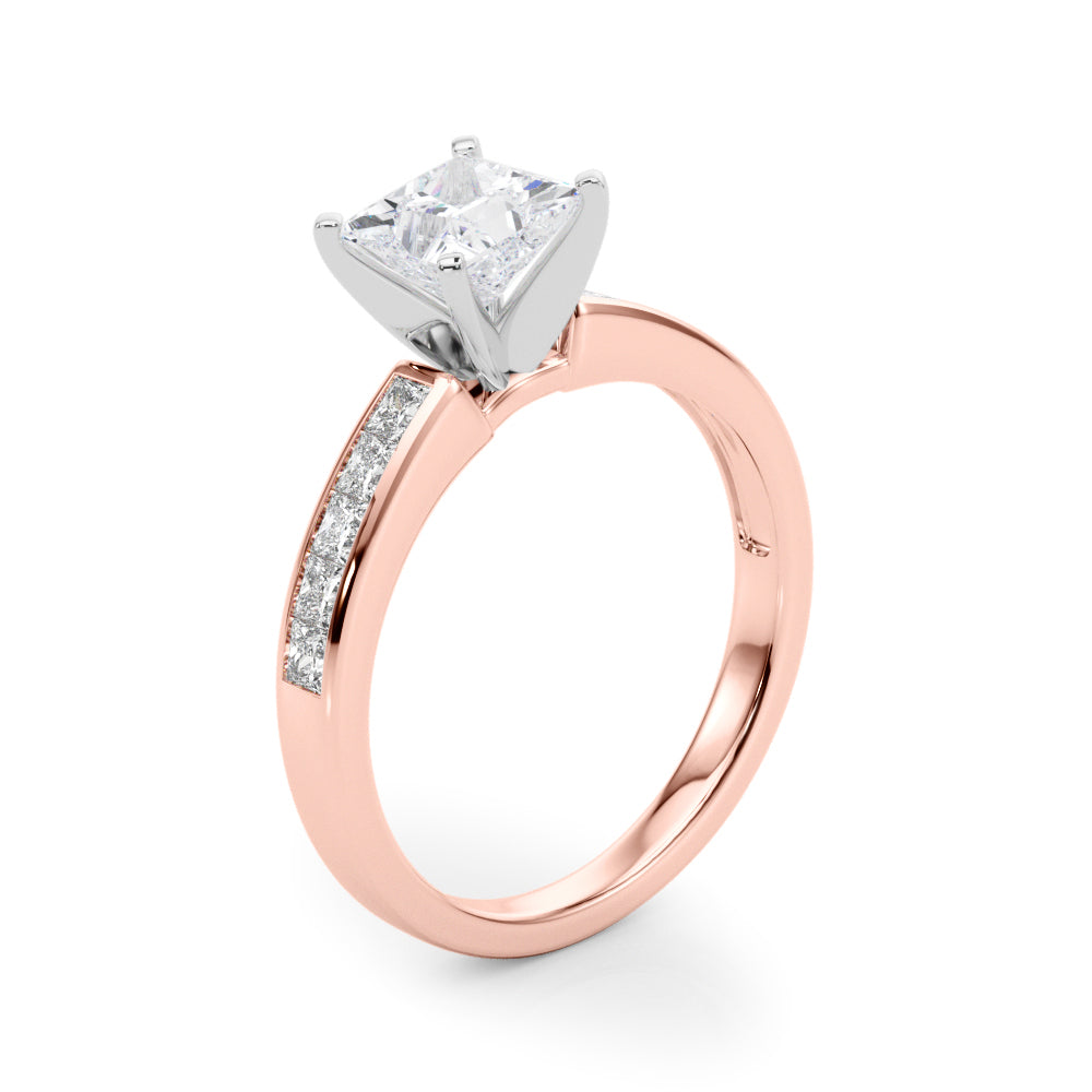 Lustrous Fancy Shape Remounts Princess Diamond Engagement Ring in 10K/14K gold and platinum with certified lab-grown or natural diamonds