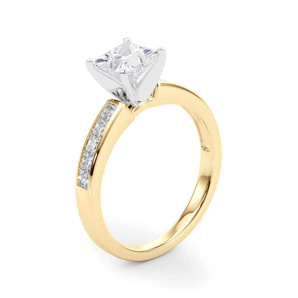 Lustrous Fancy Shape Remounts Princess Diamond Engagement Ring in 10K/14K gold and platinum with certified lab-grown or natural diamonds