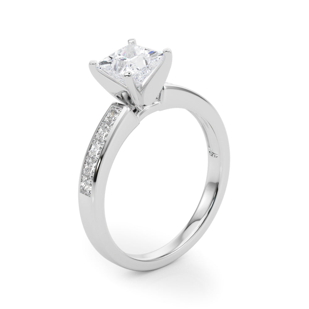 Lustrous Fancy Shape Remounts Princess Diamond Engagement Ring in 10K/14K gold and platinum with certified lab-grown or natural diamonds