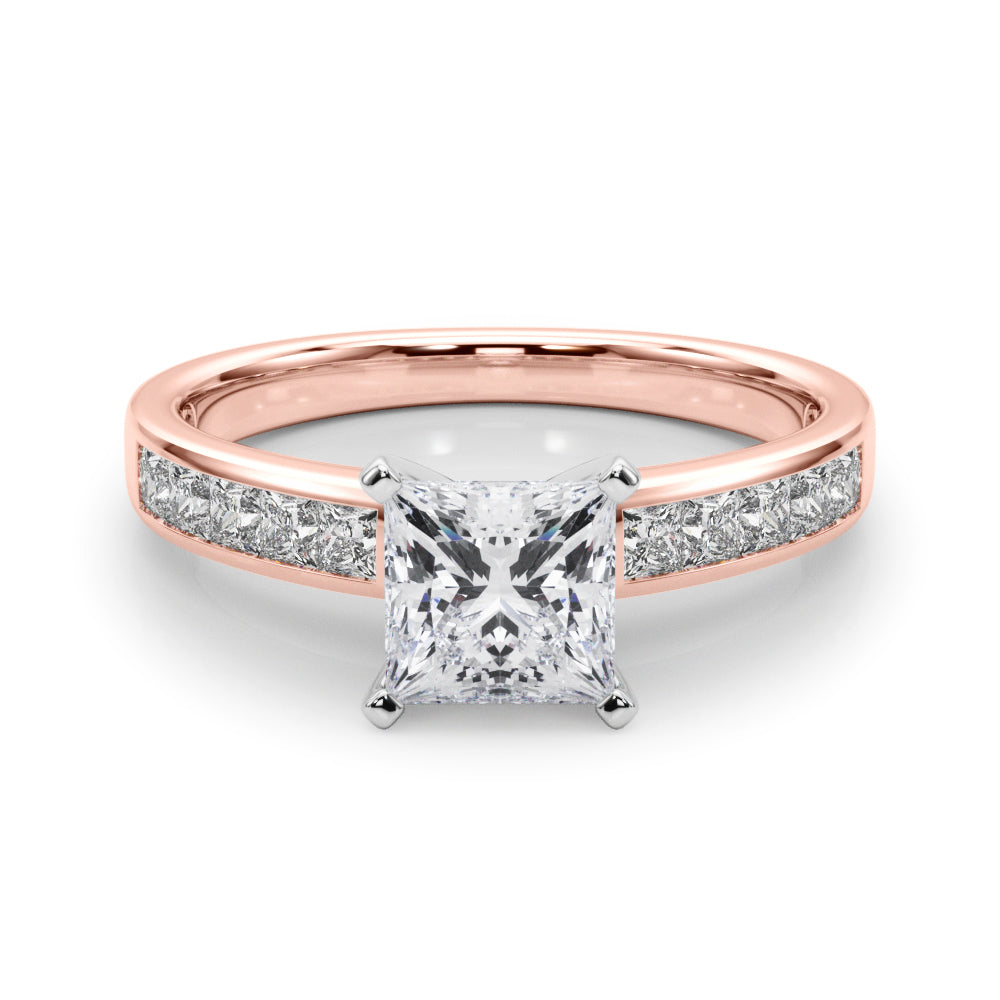 Lustrous Fancy Shape Remounts Princess Diamond Engagement Ring in 10K/14K gold and platinum with certified lab-grown or natural diamonds