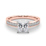Lustrous Fancy Shape Remounts Princess Diamond Engagement Ring in 10K/14K gold and platinum with certified lab-grown or natural diamonds