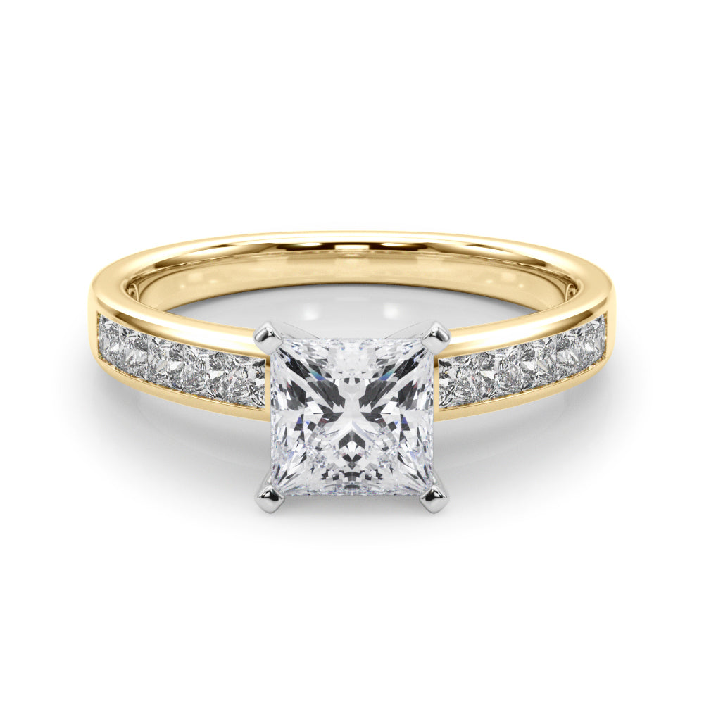 Lustrous Fancy Shape Remounts Princess Diamond Engagement Ring in 10K/14K gold and platinum with certified lab-grown or natural diamonds
