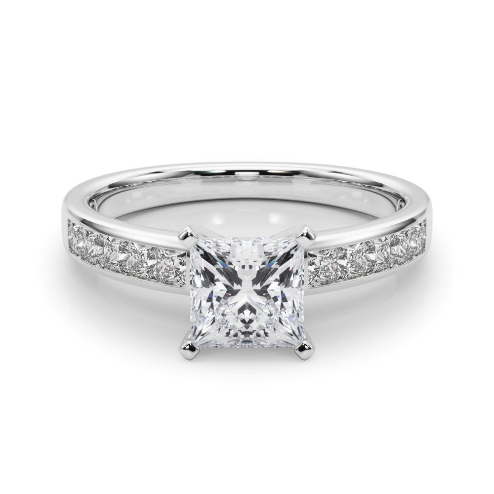 Lustrous Fancy Shape Remounts Princess Diamond Engagement Ring in 10K/14K gold and platinum with certified lab-grown or natural diamonds