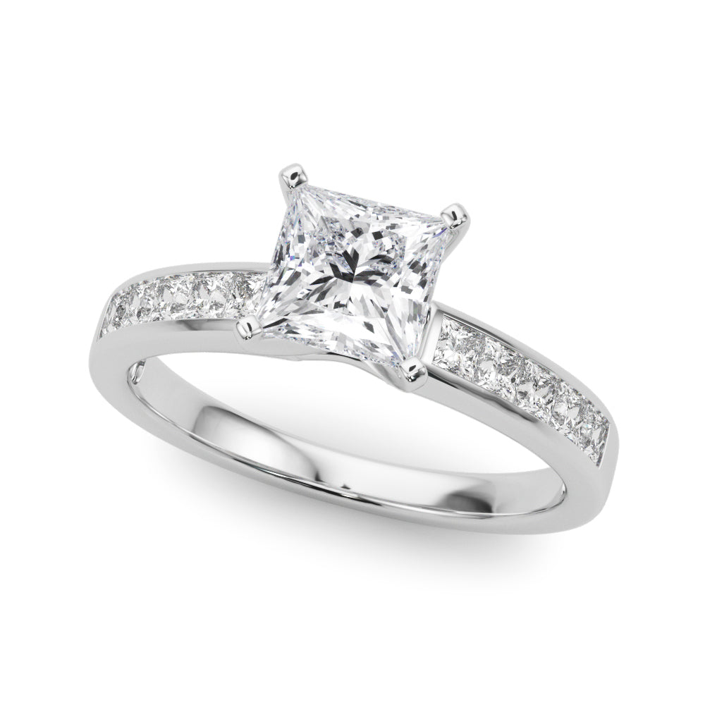 Lustrous Fancy Shape Remounts Princess Diamond Engagement Ring in 10K/14K gold and platinum with certified lab-grown or natural diamonds