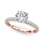 Crowned Pave Round Diamond Engagement Ring in 10K/14K gold and platinum with certified lab-grown or natural diamonds