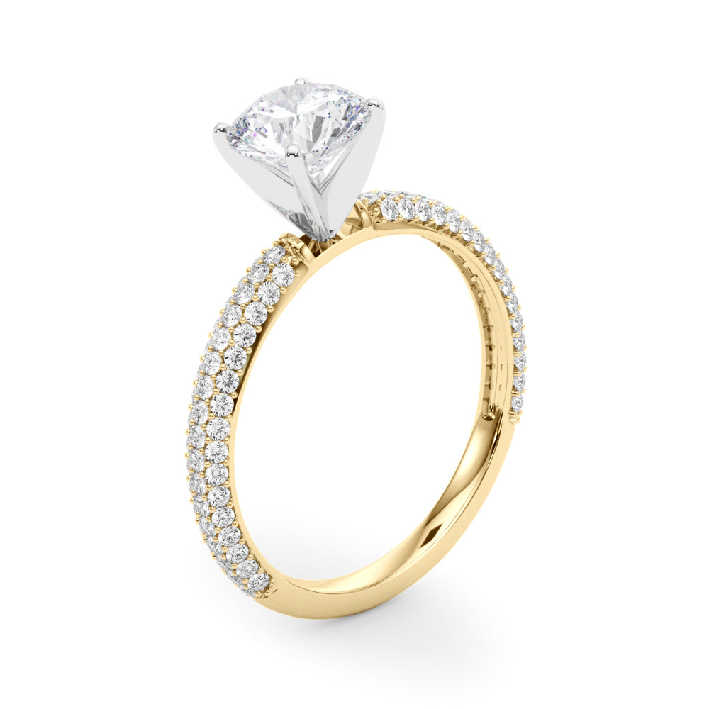 Crowned Pave Round Diamond Engagement Ring in 10K/14K gold and platinum with certified lab-grown or natural diamonds