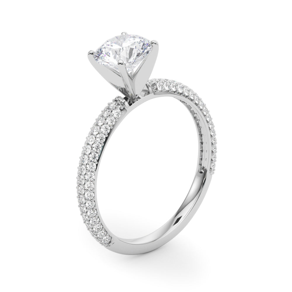Crowned Pave Round Diamond Engagement Ring in 10K/14K gold and platinum with certified lab-grown or natural diamonds