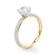 Crowned Pave Round Diamond Engagement Ring in 10K/14K gold and platinum with certified lab-grown or natural diamonds
